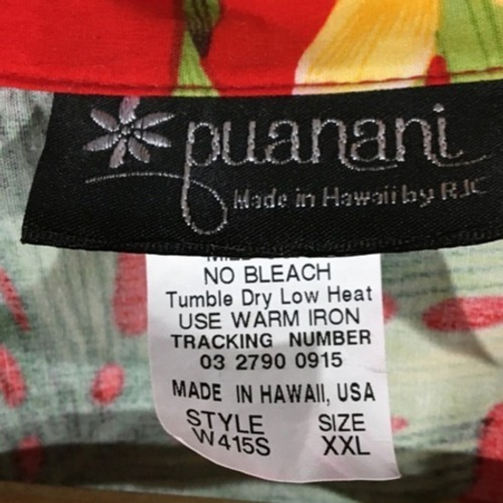 Puanani Hawaiian Aloha Shirt Puamala Red Tropical Floral Print Button Up Plus - Picture 3 of 5